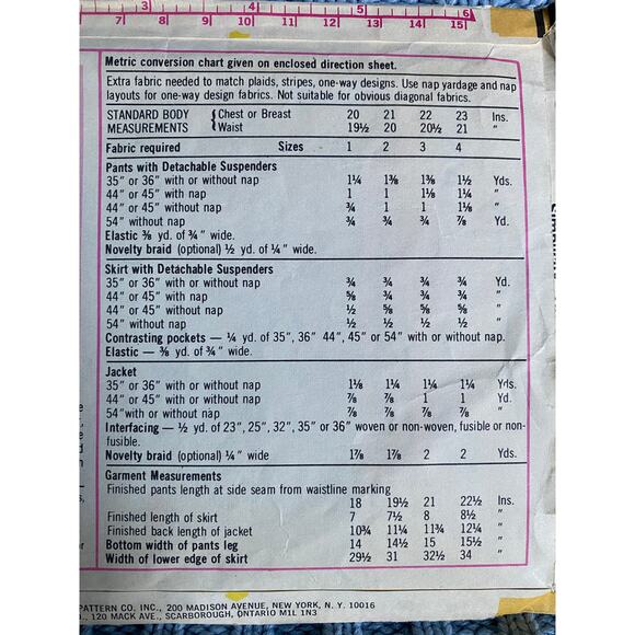 Simplicity 7274 pattern toddler jacket skirt pant suspenders 1970s size 3 - Picture 5 of 5